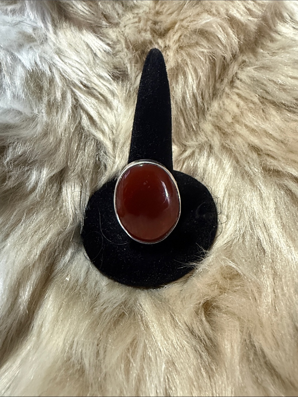 Classic Oval Carnelian Statement Ring Sterling Silver